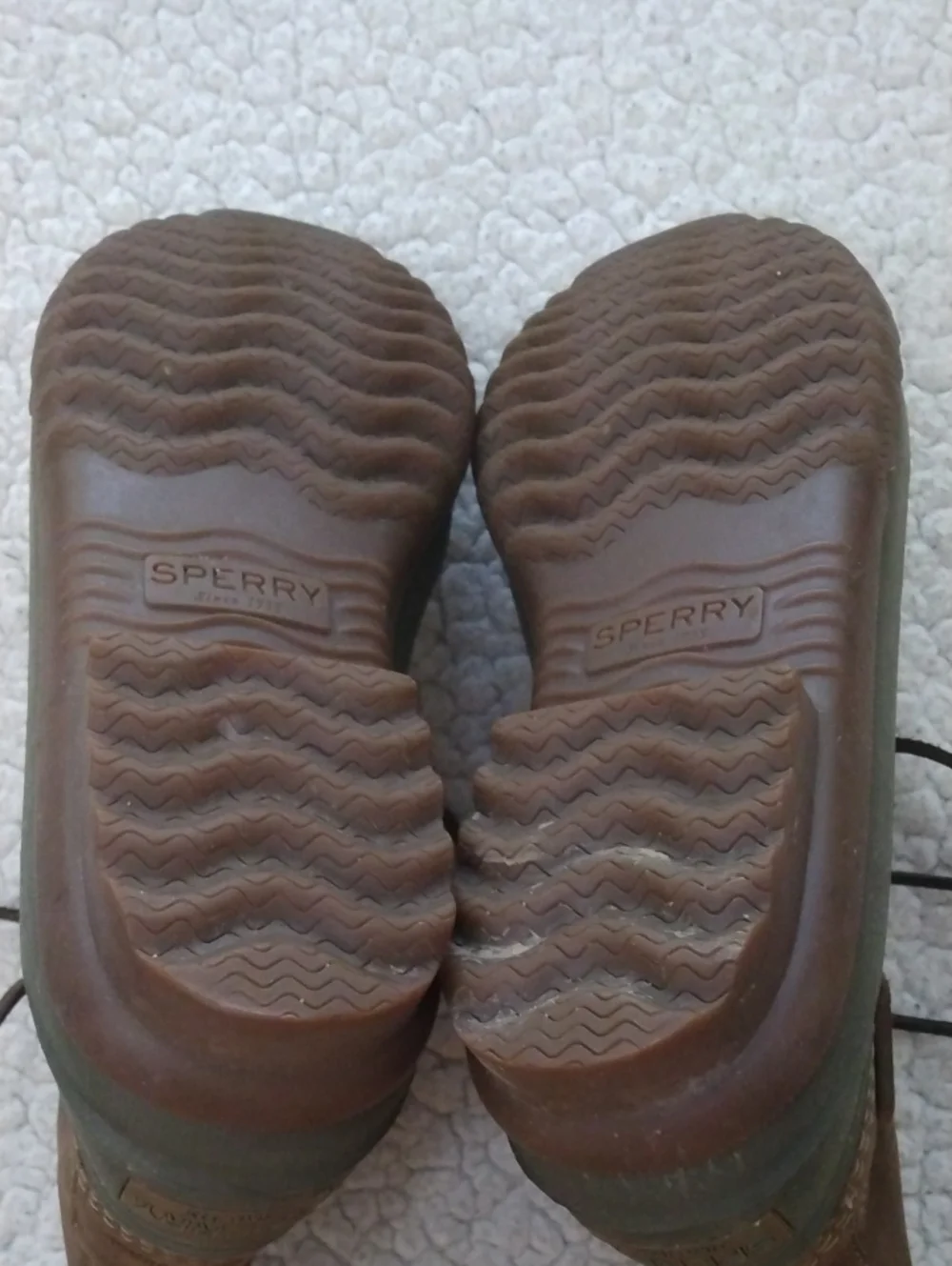 Men's Sperry Brown/Green Heavy Weather Duck Boots 10.5 M